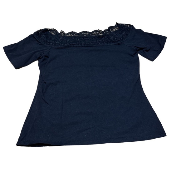 Decree top women’s large black lace collar cute fashion t-shirt - Picture 1 of 5